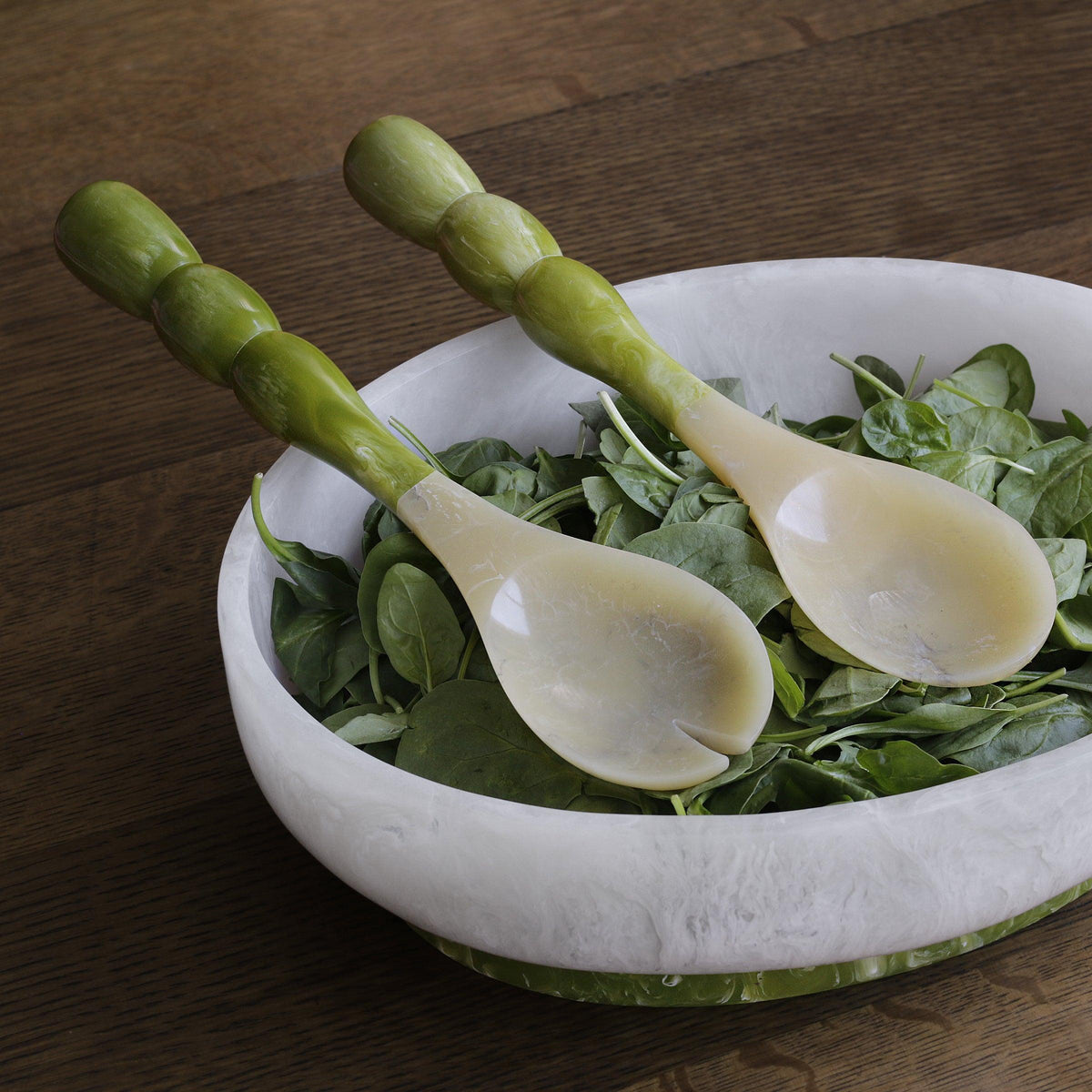 Resin Rio Bubble Salad Servers (Green) - Set View | Bone & Brass