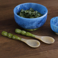 Resin Rio Bubble Salad Servers (Green) - Handle Detail | Bone & Brass