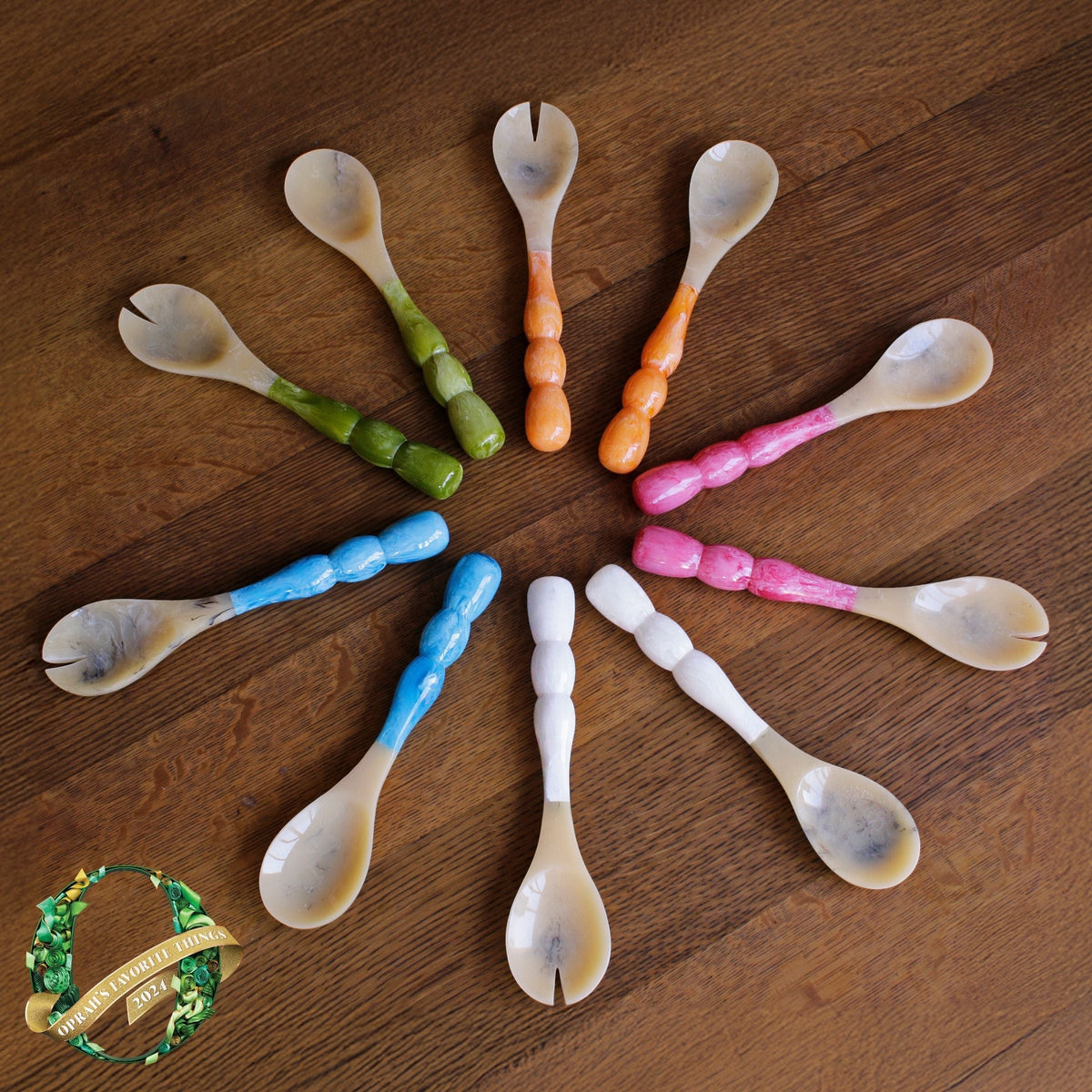 Resin Rio Bubble Salad Servers (Pink) - Set Top View | Bone & Brass