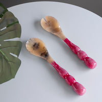 Resin Rio Bubble Salad Servers (Pink) - Handle Detail | Bone & Brass