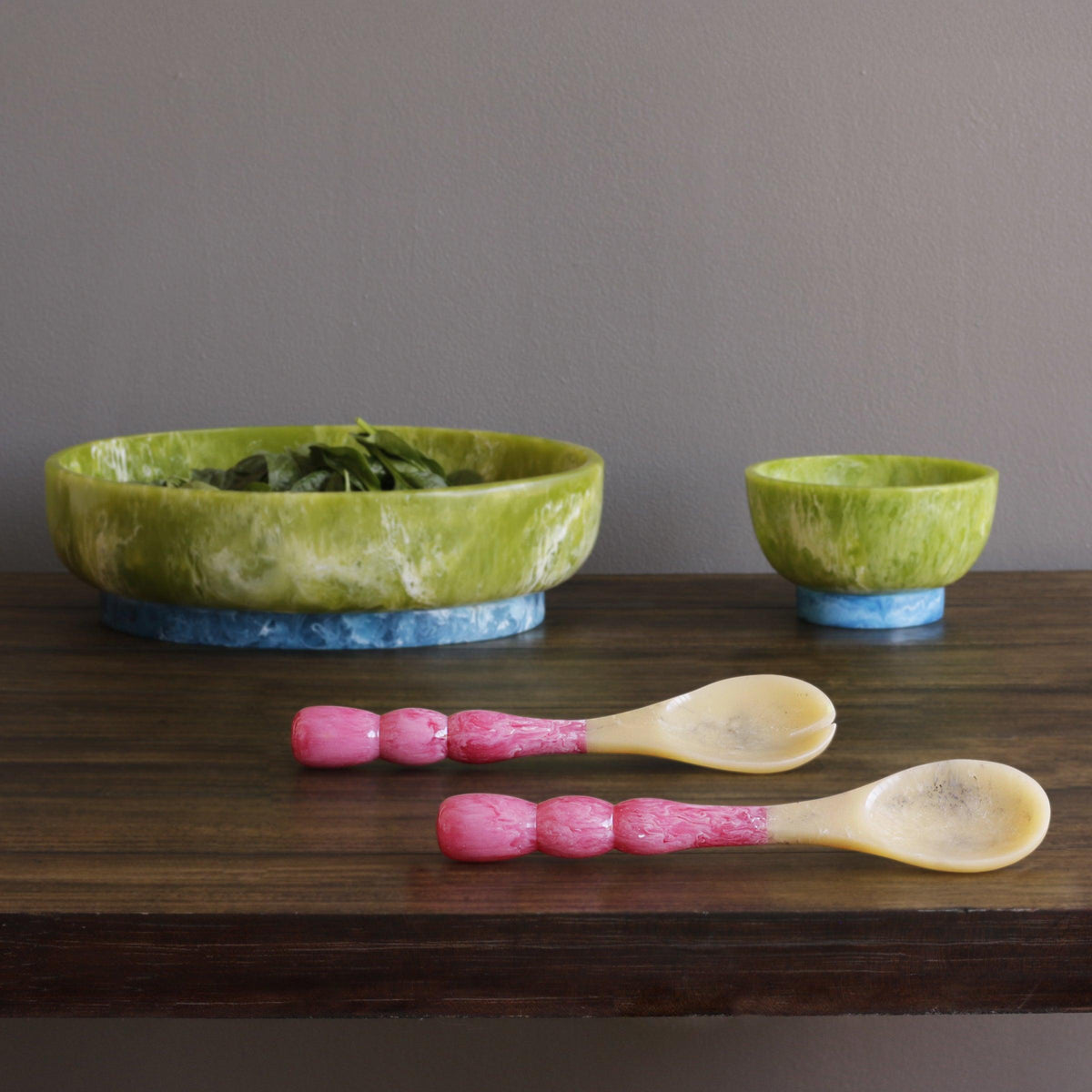 Resin Rio Bubble Salad Servers (Pink) - Set Detail | Bone & Brass
