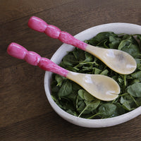 Resin Rio Bubble Salad Servers (Pink) - Handle Detail | Bone & Brass
