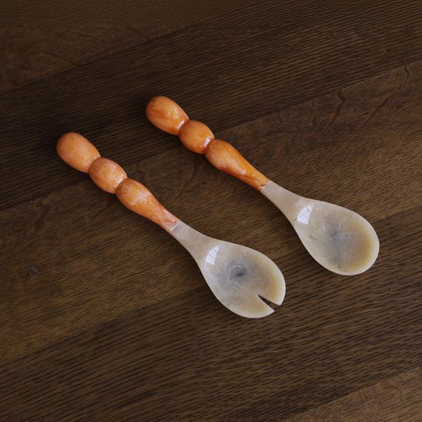 Resin Rio Bubble Salad Servers(Orange) - Set Detail | Bone & Brass