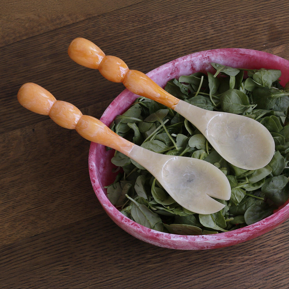 Resin Rio Bubble Salad Servers(Orange) - Set View | Bone & Brass