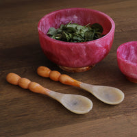 Resin Rio Bubble Salad Servers(Orange) - Handle Detail | Bone & Brass