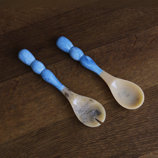 Resin Rio Bubble Salad Servers (Blue) - Set Detail | Bone & Brass