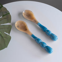 Resin Rio Bubble Salad Servers (Blue) - Handle Detail | Bone & Brass