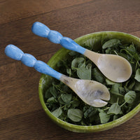 Resin Rio Bubble Salad Servers (Blue) - Handle Detail | Bone & Brass