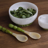 Resin White & Green Rio Dinner Bowl - Bowl Detail | Bone & Brass