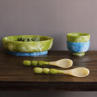 Resin Green & Turquoise Blue Dinnerl Bowl - Bowl Detail | Bone & Brass