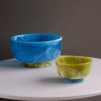 Resin Green & Turquoise Blue Dinnerl Bowl - Bowl Top View | Bone & Brass