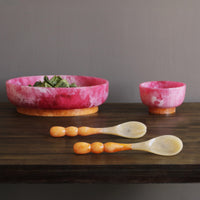 Resin Pink & Orange Small Dinner Bowl - Bowl Top View | Bone & Brass