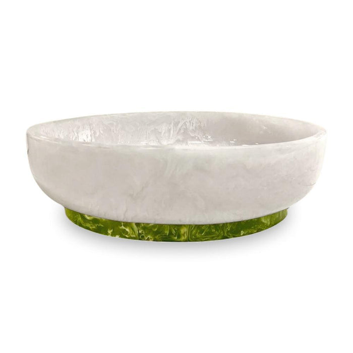 Resin White & Green Rio Large Oval Serving Bowl