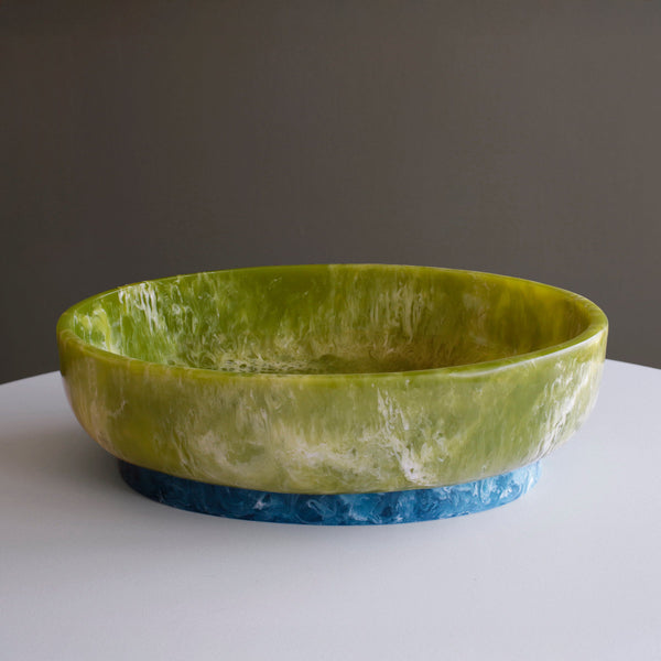Resin Rio Large Oval Bowl Base (Green Blue) - Bowl Detail | Bone & Brass