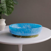 Resin Rio Large Oval Bowl Base (Blue Green) - Bowl Top View | Bone & Brass