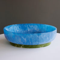 Resin Rio Large Oval Bowl Base (Blue Green) - Bowl Detail | Bone & Brass