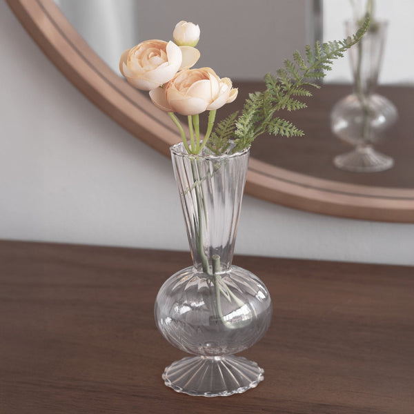 Glass Cambridge Beth 6" Bud Vase Set 2 (Clear) - Vase Detail | Bone & Brass