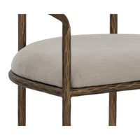 Zanatta Antique Brass & Taupe Upholstered Dining Armchair - Chair Upholstery Detail | Bone & Brass