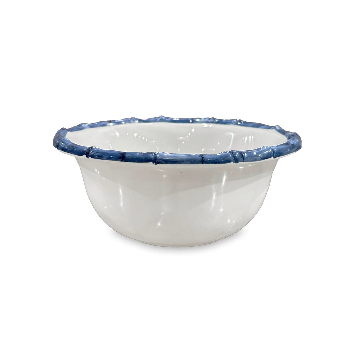 Vida White & Blue Bamboo 7.5" Cereal Bowl Set of 4 | Bone & Brass