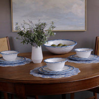 Vida White & Blue Bamboo 7.5" Cereal Bowl Set of 4 - Bowl Top View | Bone & Brass