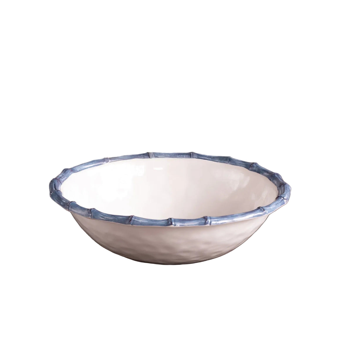 Vida White & Blue Bamboo Large Salad Bowl | Bone & Brass