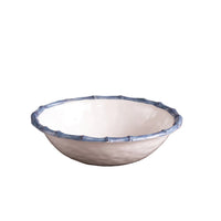 Vida White & Blue Bamboo Large Salad Bowl | Bone & Brass