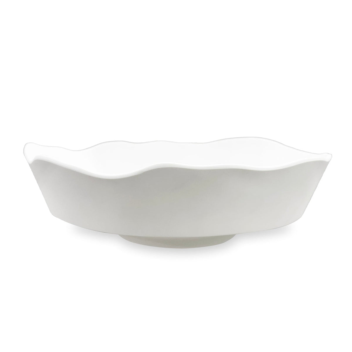Vida Faceted Edge White Serving Bowl | Bone & Brass