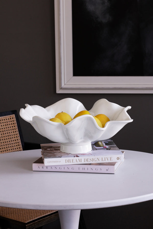 White Havana Aries Large Pedestal Bowl