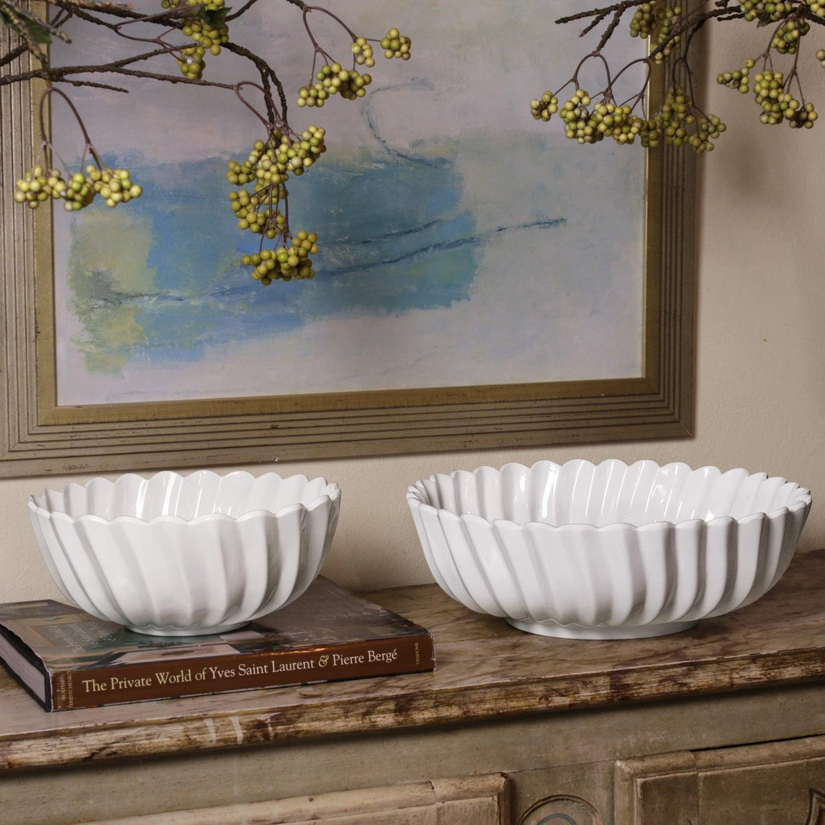 Vida Vienna Large Bowl White - Bowl Side View | Bone & Brass