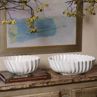 Vida White Vienna Medium Serving Bowl - Bowl Top View | Bone & Brass