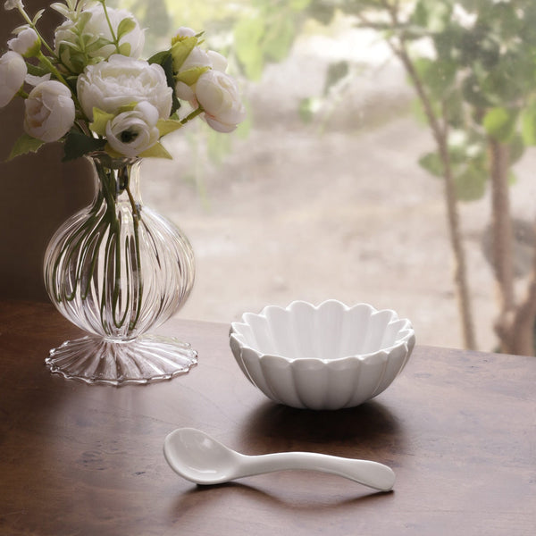 White Vienna Mini Serving Bowl with Spoon