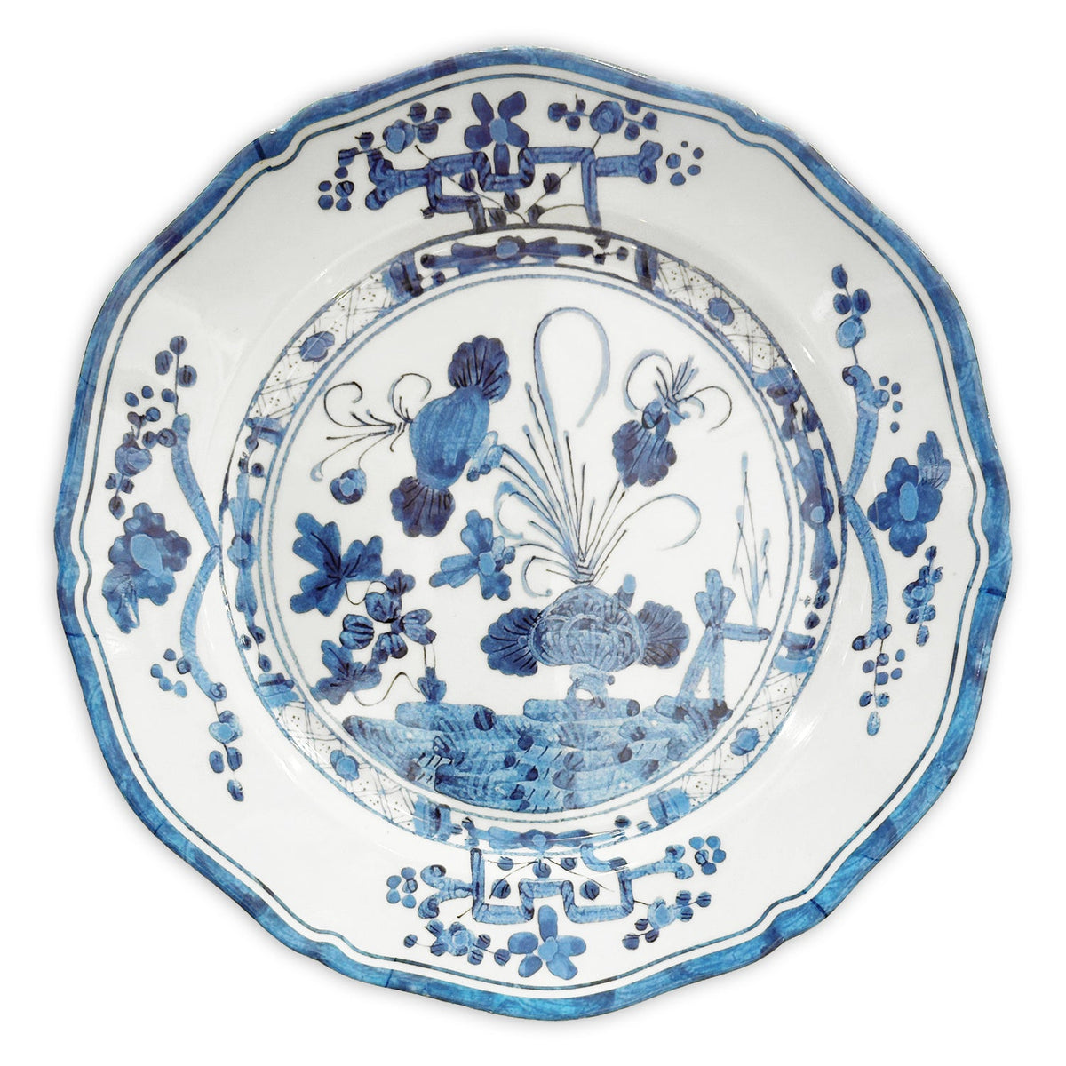 Vida Faenza 11" Dinner Plate Set of 4, White & Blue