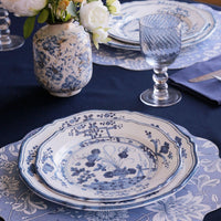 Vida Faenza 11" Dinner Plate Set of 4, White & Blue