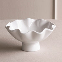 White Havana Carola Small Pedestal Bowl - Pedestal Detail | Bone & Brass