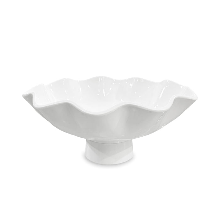 White Havana Carola Large Pedestal Serving Bowl