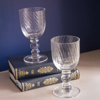 French Swirl Clear Wine Glass Set of 4 - Glass Stem Detail | Bone & Brass