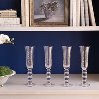 Glass French Swirl Champagne Flute Set of 4 (Clear) - Glass Detail | Bone & Brass