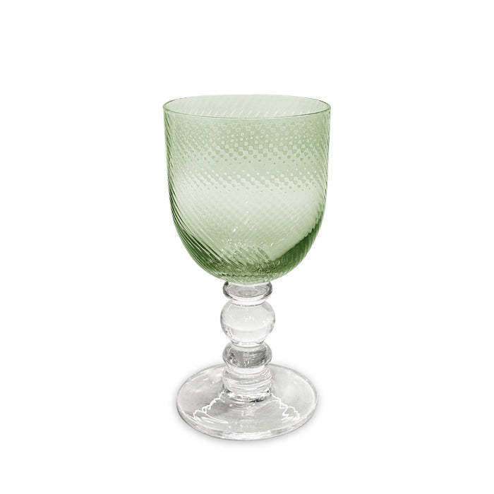 Glass French Swirl Wine Set 4 (Green) | Bone & Brass