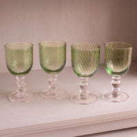 Glass French Swirl Wine Set 4 (Green) - Glass Detail | Bone & Brass