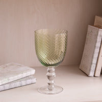 Glass French Swirl All Purpose Set 4 (Green) - Glass Bowl Detail | Bone & Brass