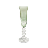Green Glass French Swirl Champagne Flute Set of 4 | Bone & Brass