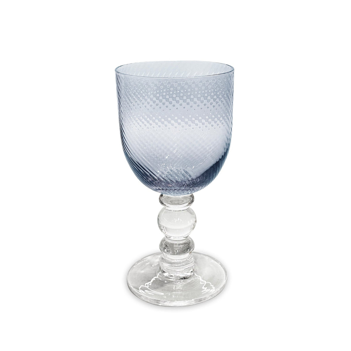 Glass Blue French Swirl Wine Set of 4 | Bone & Brass