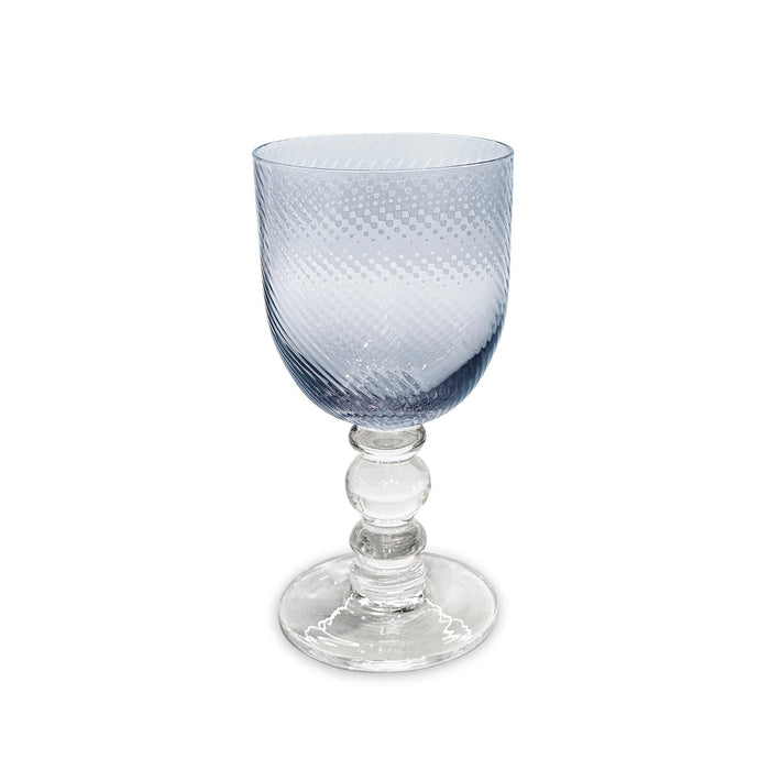 Glass Blue French Swirl Wine Set of 4 | Bone & Brass