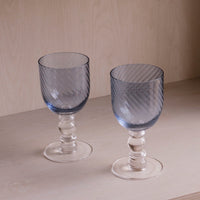 Glass Blue French Swirl Wine Set of 4 - Glass Bowl Detail | Bone & Brass