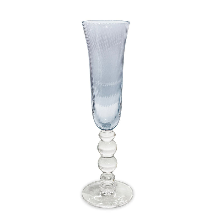 Glass French Swirl Champagne Flute Set 4 (Blue) | Bone & Brass
