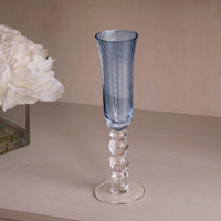 Glass French Swirl Champagne Flute Set 4 (Blue) - Glass Stem Detail | Bone & Brass