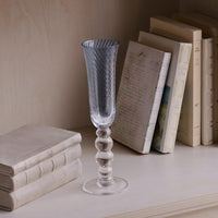 Glass French Swirl Champagne Flute Set 4 (Blue) - Glass Bowl Detail | Bone & Brass