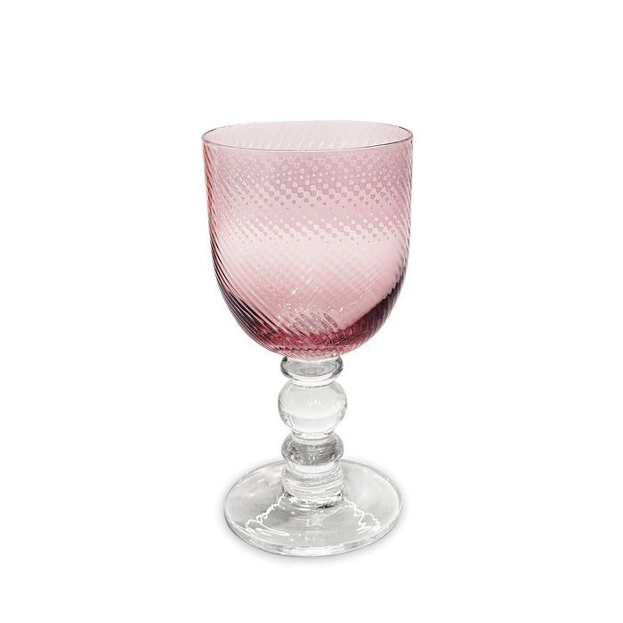 Glass French Pink Swirl Wine Glasses Set of 4 | Bone & Brass
