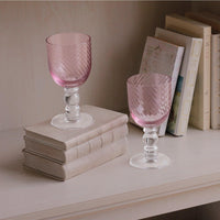Glass French Pink Swirl Wine Glasses Set of 4 - Glass Bowl Detail | Bone & Brass