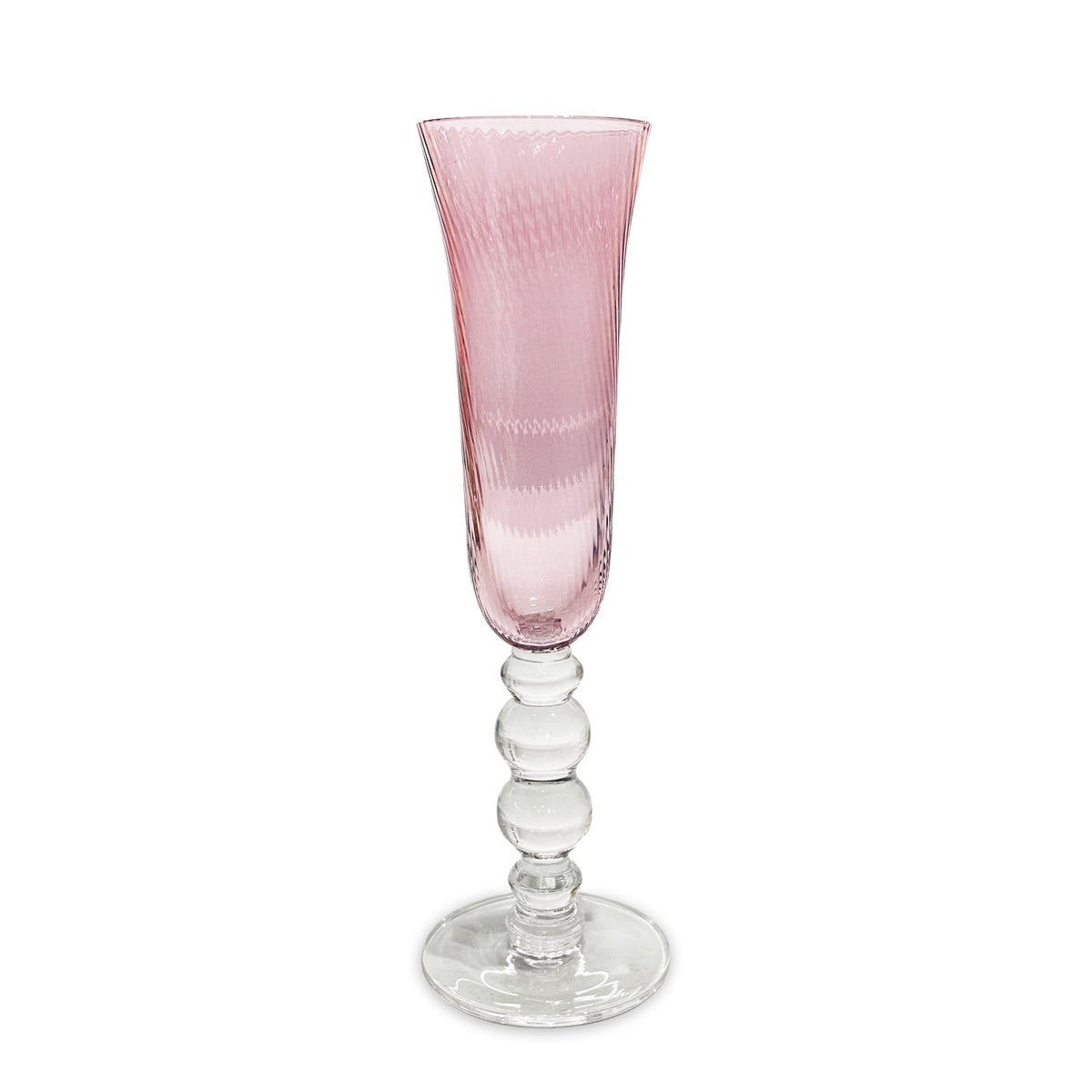 Pink Glass French Swirl Champagne Flute Set of 4 | Bone & Brass